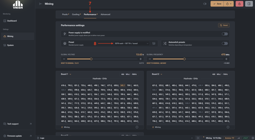 Miner configuration