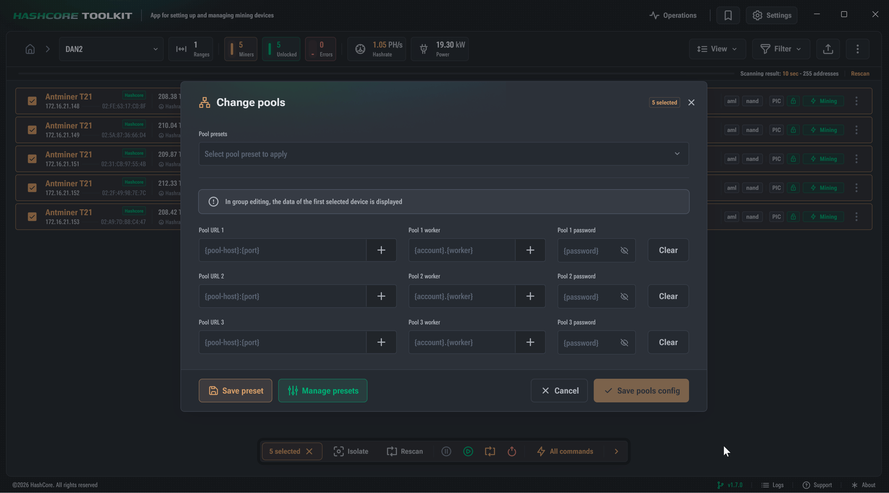 VNISH FIRMWARE | Mass installation of mining pools Mass installation of mining pools